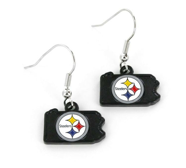 Pendientes de los Pittsburgh Steelers con diseño del estado