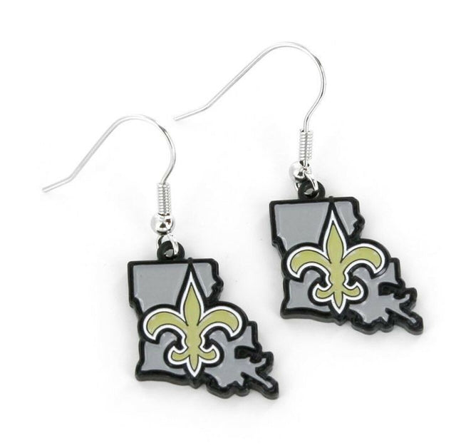 Pendientes de los New Orleans Saints con diseño del estado