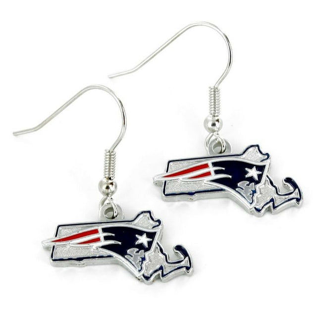 Pendientes de los New England Patriots con diseño del estado