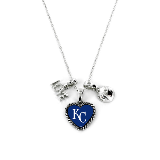 Collar con dije de los Kansas City Royals con el mensaje "Amo el béisbol"