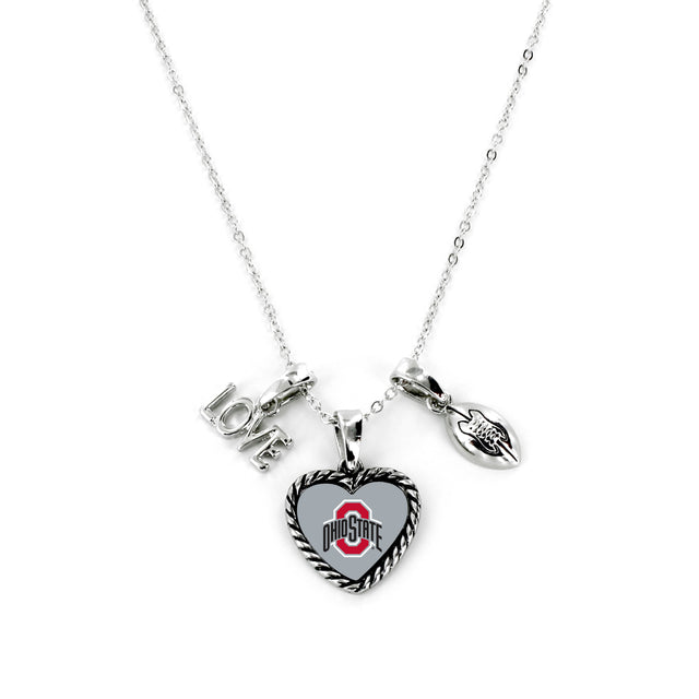 Collar con dije de Ohio State Buckeyes con el mensaje "Me encanta el fútbol"