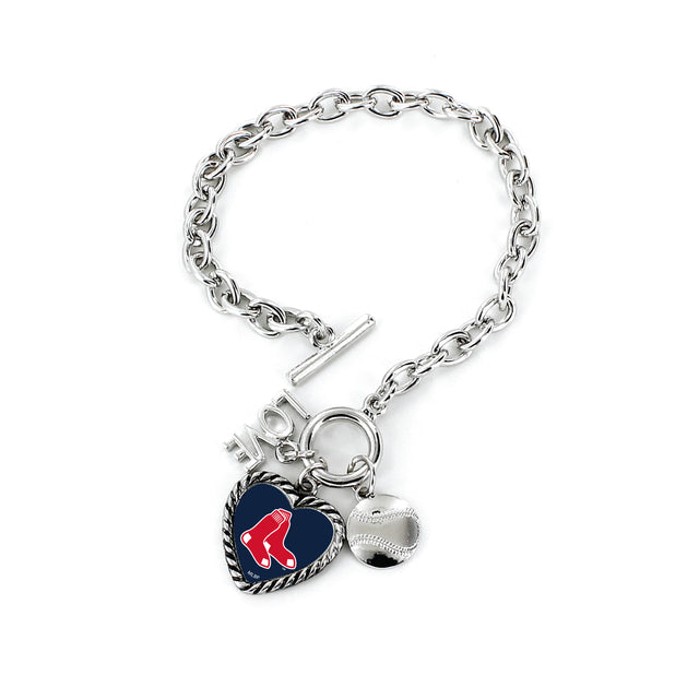 Pulsera con dije de los Boston Red Sox con el logo del deporte Love Baseball