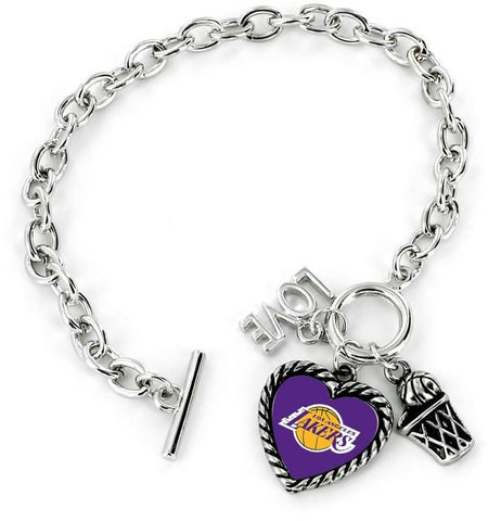 ~Los Angeles Lakers Bracelet Charmed Sport Love Basketball~ backorder
