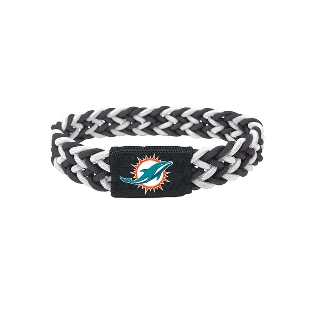 Pulsera trenzada en blanco y negro de los Miami Dolphins