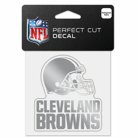 ~Cleveland Browns Decal 4x4 Perfect Cut Metallic Silver - Special Order~ backorder