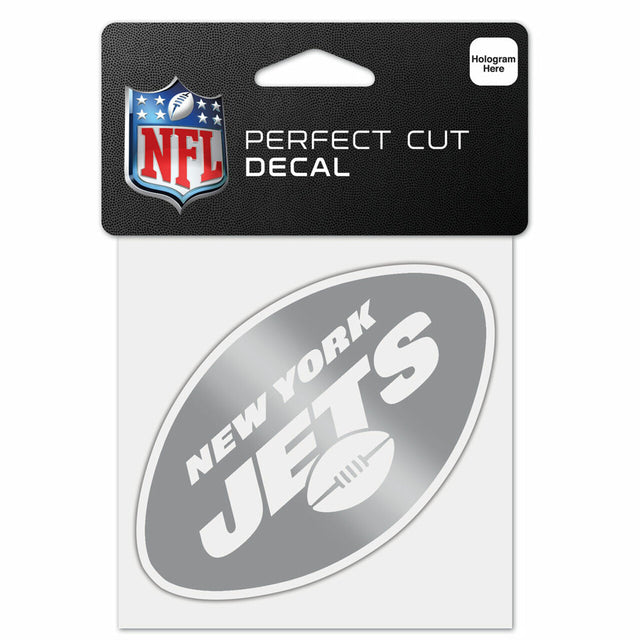 Calcomanía de los New York Jets 4x4, corte perfecto, color plata metalizado