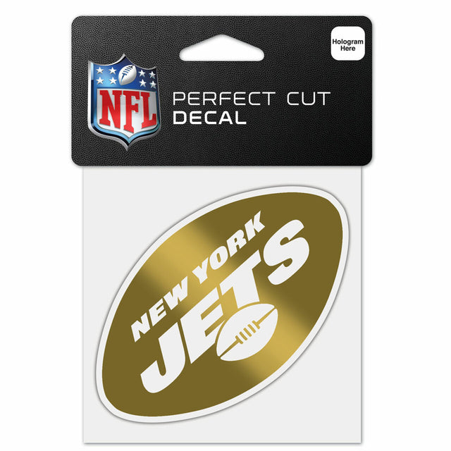 Calcomanía de los New York Jets 4x4 de corte perfecto en dorado metalizado