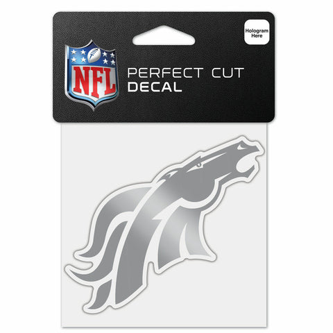 ~Denver Broncos Decal 4x4 Perfect Cut Metallic Silver - Special Order~ backorder