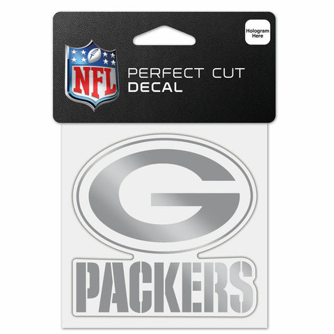 ~Green Bay Packers Decal 4x4 Perfect Cut Metallic Silver - Special Order~ backorder