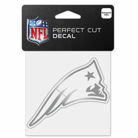 ~New England Patriots Decal 4x4 Perfect Cut Metallic Silver - Special Order~ backorder