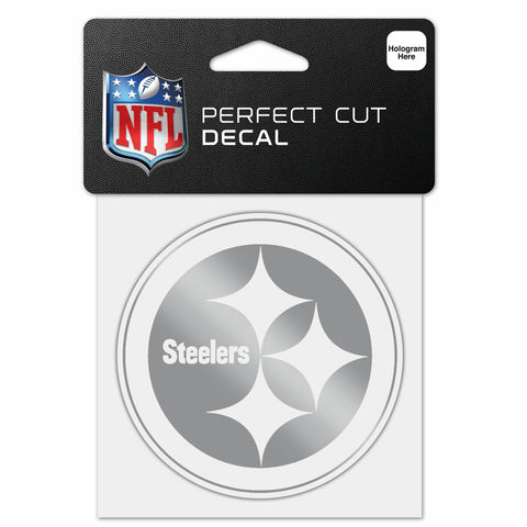 ~Pittsburgh Steelers Decal 4x4 Perfect Cut Metallic Silver - Special Order~ backorder