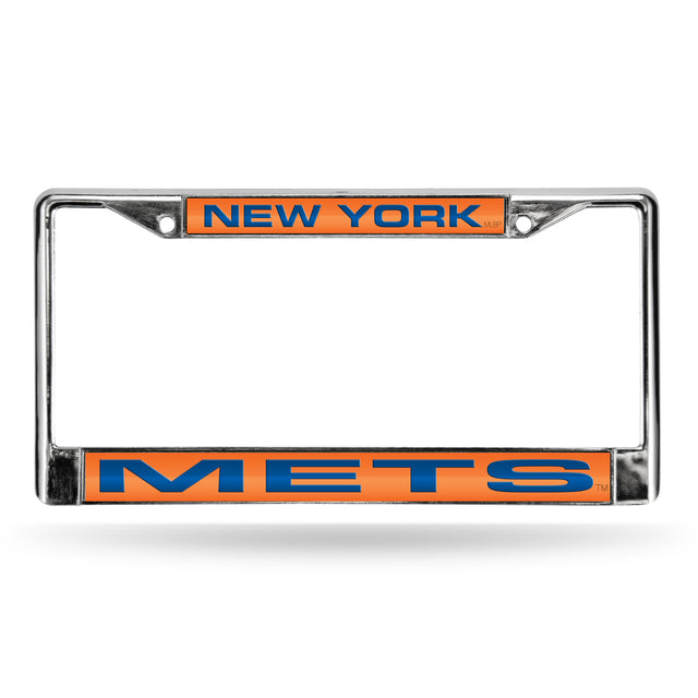 Marco para matrícula de los New York Mets cortado con láser: naranja con letras azules