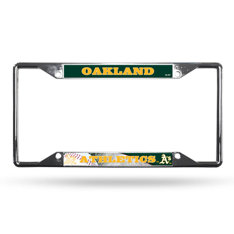 Oakland Athletics License Plate Frame Chrome EZ View - Special Order