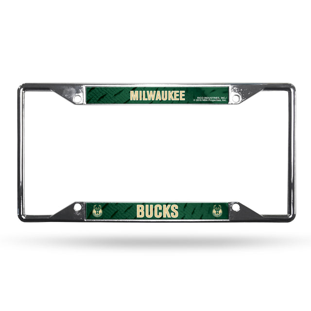 Milwaukee Bucks License Plate Frame Chrome EZ View