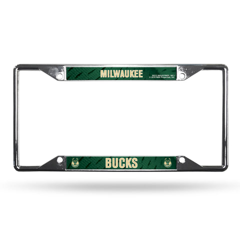 ~Milwaukee Bucks License Plate Frame Chrome EZ View - Special Order~ backorder