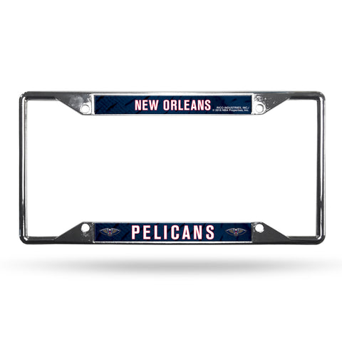 ~New Orleans Pelicans License Plate Frame Chrome EZ View - Special Order~ backorder