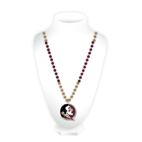 Florida State Seminoles Beads with Medallion Mardi Gras Style