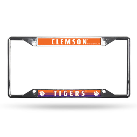 ~Clemson Tigers License Plate Frame Chrome EZ View~ backorder