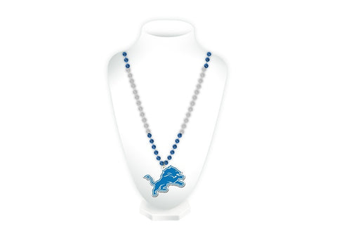 Detroit Lions Beads with Medallion Mardi Gras Style - Special Order