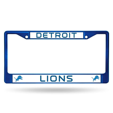 Detroit Lions License Plate Frame Metal Blue - Special Order
