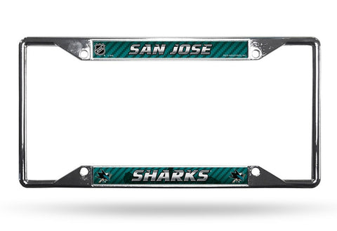 ~San Jose Sharks License Plate Frame Chrome EZ View~ backorder