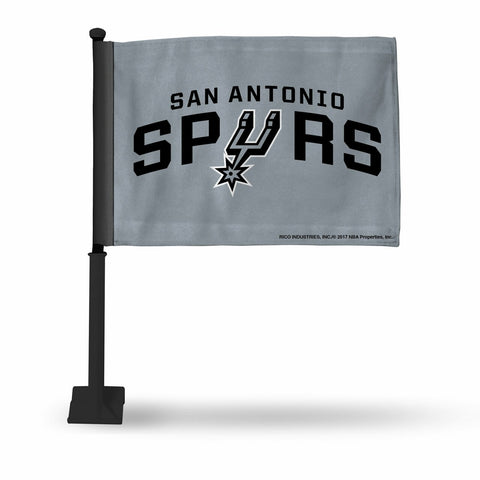 San Antonio Spurs Flag Car Style Silver with Black Pole - Special Order