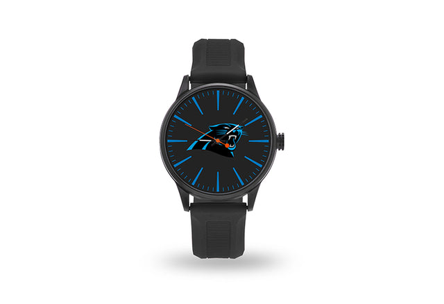 Reloj Carolina Panthers para hombre, estilo animadora, con correa de reloj negra