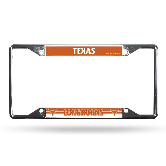 Texas Longhorns License Plate Frame Chrome EZ View Alternate Design