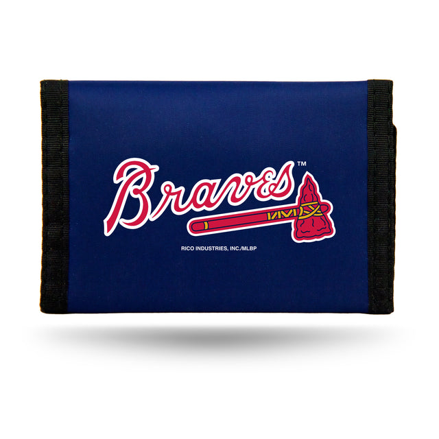 Cartera de nailon de los Atlanta Braves con tres pliegues