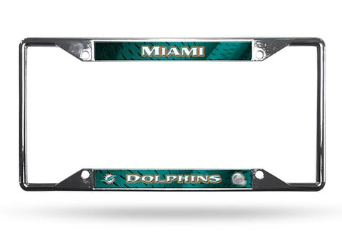 Miami Dolphins License Plate Frame Chrome EZ View