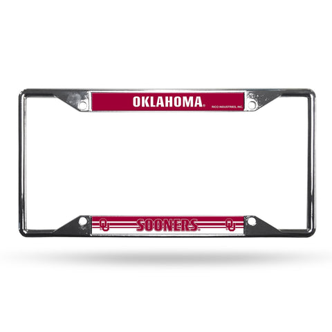 ~Oklahoma Sooners License Plate Frame Chrome EZ View Alternate Design~ backorder