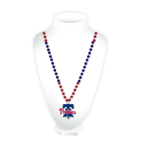 Philadelphia Phillies Beads with Medallion Mardi Gras Style Alternate