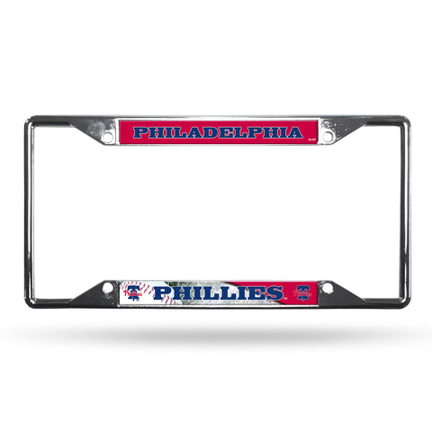 ~Philadelphia Phillies License Plate Frame Chrome EZ View Alternate Design~ backorder