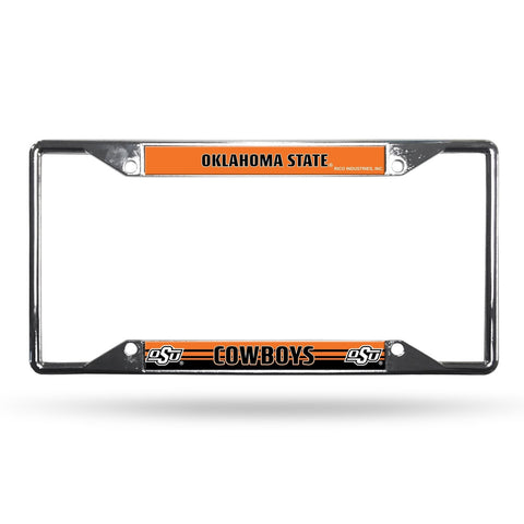 ~Oklahoma State Cowboys License Plate Frame Chrome EZ View Alternate Design~ backorder