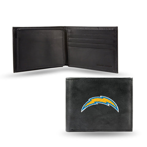 Los Angeles Chargers Wallet Billfold Leather Embroidered Black - Special Order