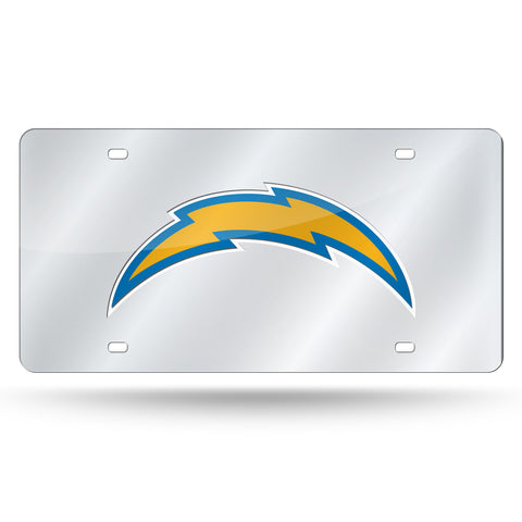 Los Angeles Chargers License Plate Laser Cut Silver Alternate Design