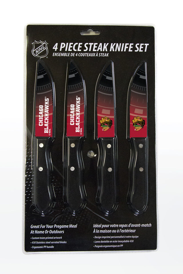 Juego de cuchillos Chicago Blackhawks para carne, paquete de 4