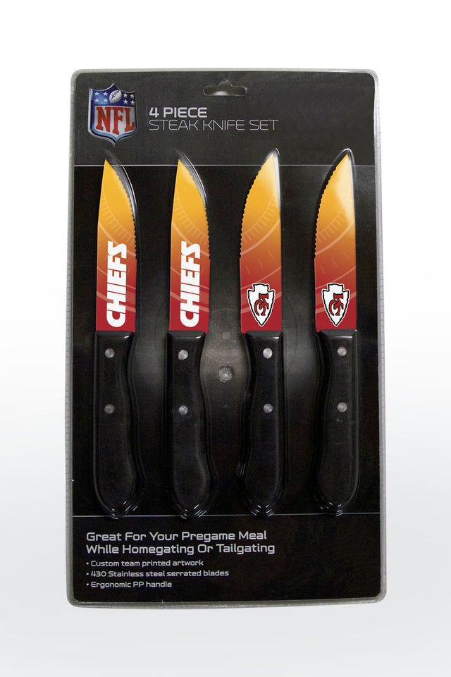 Juego de cuchillos de los Kansas City Chiefs, para carne, paquete de 4