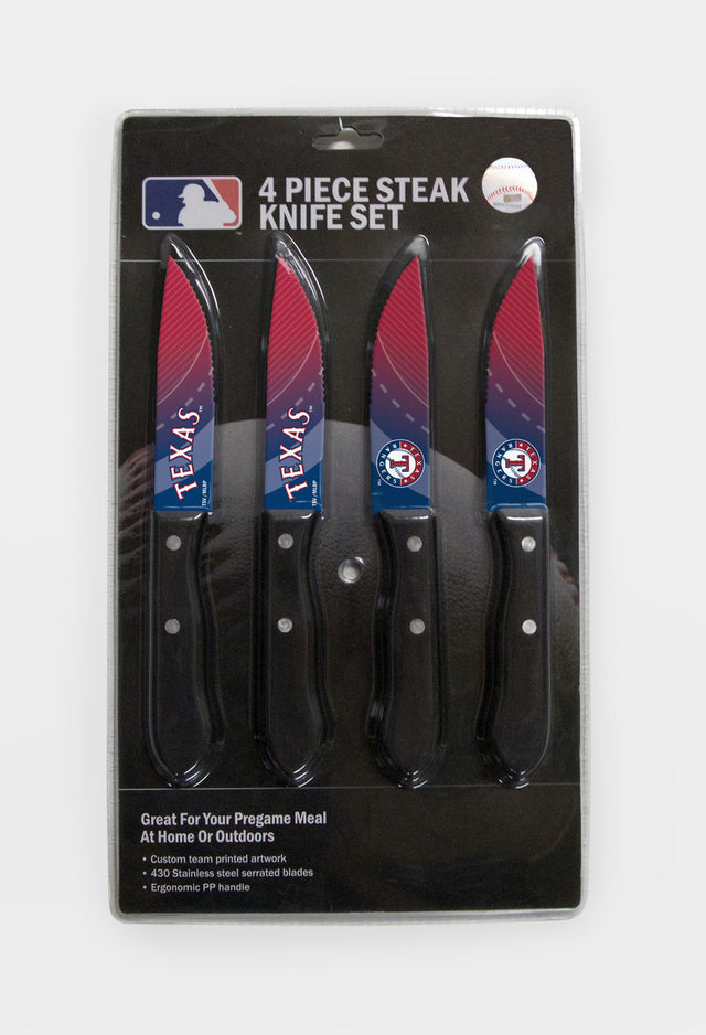 Juego de cuchillos Texas Rangers para carne, paquete de 4