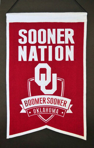 ~Oklahoma Sooners Banner 14x22 Wool Nations~ backorder