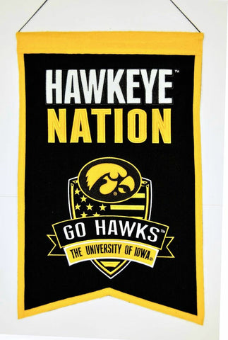 ~Iowa Hawkeyes Banner 14x22 Wool Nations~ backorder