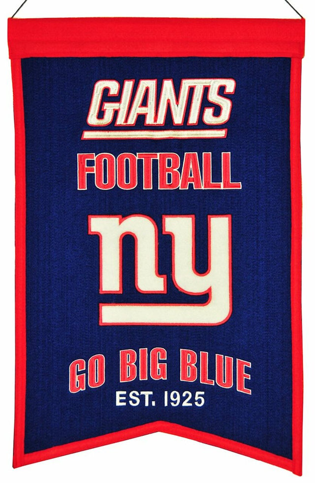 Banner de los New York Giants de 14 x 22 pulgadas de lana de franquicia