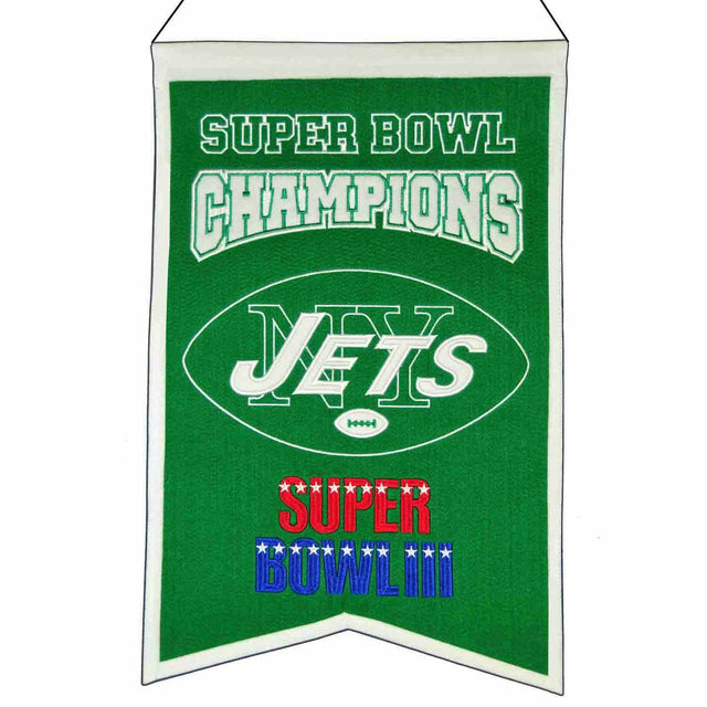 Pancarta de los New York Jets de 14 x 22 pulgadas de lana para campeonato