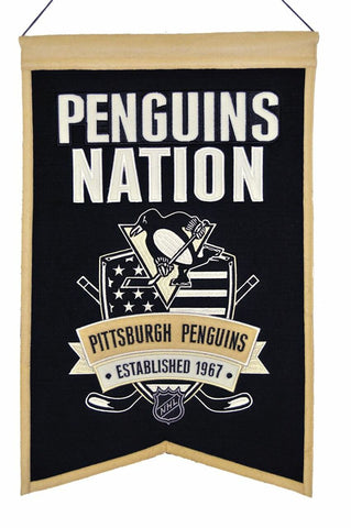 ~Pittsburgh Penguins Banner 14x22 Wool Nations~ backorder