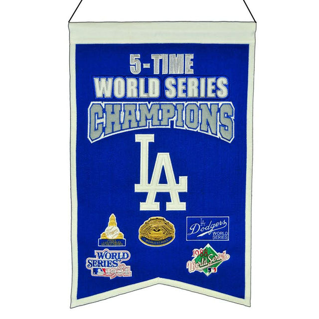 Pancarta de campeonato de lana de 14 x 22 de los Dodgers de Los Ángeles