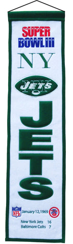 ~New York Jets Banner 8x32 Wool Heritage Super Bowl 3~ backorder