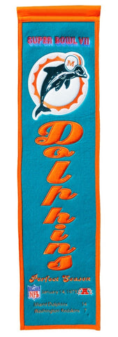 ~Miami Dolphins Banner 8x32 Wool Heritage Super Bowl 7~ backorder