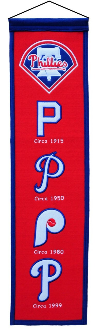 Estandarte de los Phillies de Filadelfia de 8 x 32 pulgadas, estilo lana