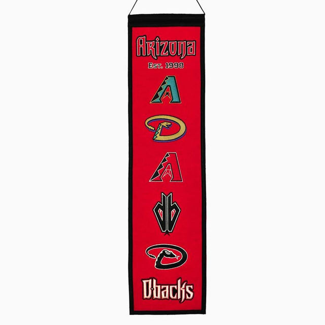 Estandarte de los Arizona Diamondbacks de 8 x 32 pulgadas, de lana, estilo patrimonial