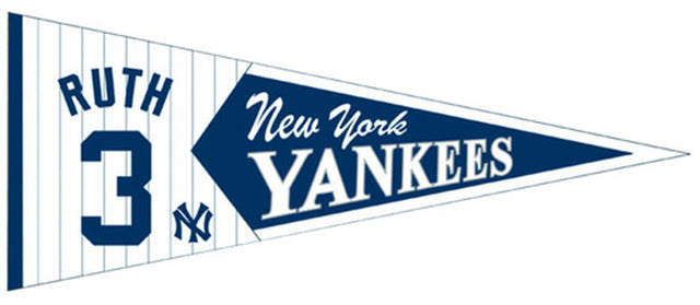 New York Yankees Pennant 13x32 Wool Legends Babe Ruth